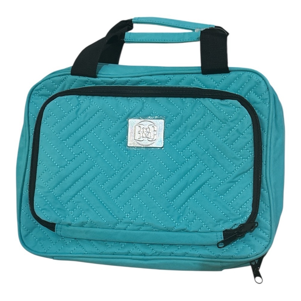 Bang & Carlsen Large Hanging Travel Toiletry Bag Turquoise Quilted Organizer